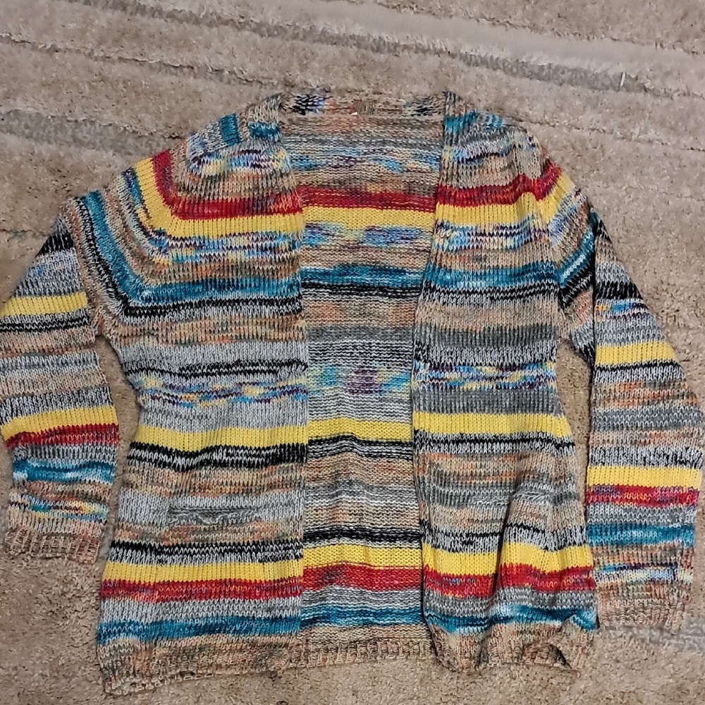 Multicolor Striped Knit Cardigan